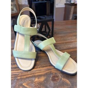 Jennifer Moore Women's Sevillia Green Leather Strap Comfort‎ Sandals Size 9M